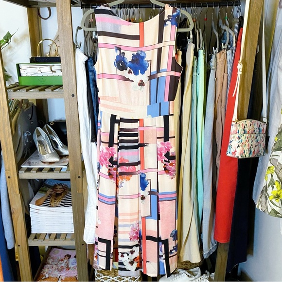 🌸 ELEGANT BLUSH MULTI FLORAL ABSTRACT SLEEVELESS MIDAXI DRESS! - Picture 8 of 14